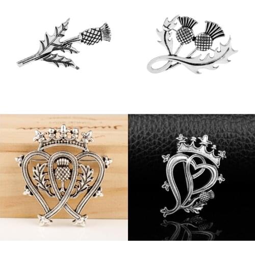 Hot Sale Scottish National Flower Thistle Crown Pins Scotland Brooches Antique Outlander Viking Celtics Knot Lapel Pin
