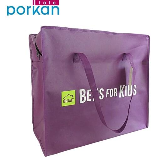 Customized Eco Promotion New Style Round Zipper Thermal Pp Fabric Tote Shopping Non-woven Bag
