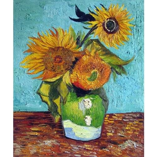 Canvas Flower Oil Painting Reproductions for Bathroom Sunflowers by Vincent Van Gogh Painting on Canvas Wall Decor Hand Painted