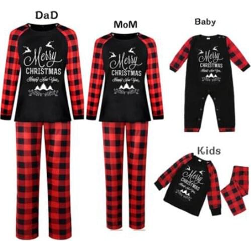 Mother Daughter Father Son Baby Romper Family Christmas Clothes Christmas Family Matching Clothes Pajamas Set Printing Clothes