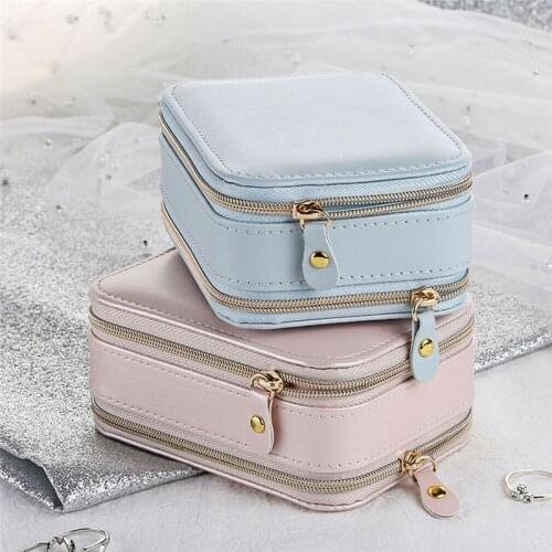 Leather Jewelry Box Storage Organizer Necklace Bracelet Earring Case Holder Gift Portable Travel Jewelry Organizer Ornament Case