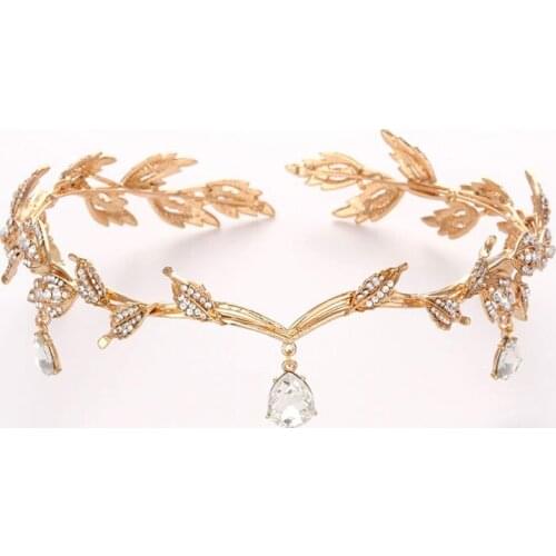 Crystal Wedding Headpiece Hair Vine Bridal Headband Bridesmaid Hairband Crystal Floral Leaf Forehead Band Bride Crown Tiaras