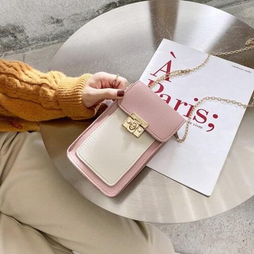 Block Satchel with Chain Strap Messenger Bag Women Small Crossbody Bag Lightweight Cell Phone Purse Color