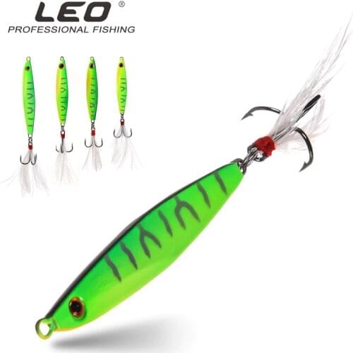 Leo 7g 10g 15g 17g Lure Artificial Bait Lead Fish Green Tiger Pattern Sequins Hard Sea Bass Carp Lead Jig Tackle Fishing Baits