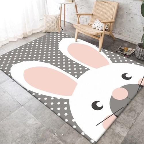 Cute Rabbit White Dot Children Doormat Rug Floor Carpet Bedroom Non-slip Mat Boy Girl Play Cartoon Gift Anime