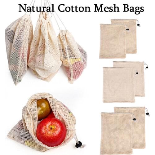 1PC New Reusable Drawstring Bag Reusable Organic Cotton Plastic Buckle Multi-Purpose Rice Vegetable Shopping Bag High Quality
