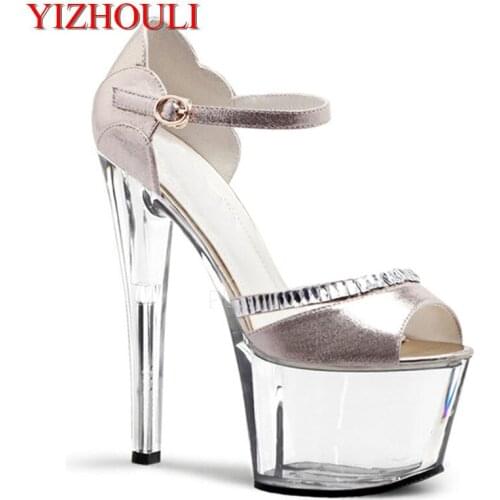 17 cm with Europe and the United States show runway show shoes han edition of high-grade gold flash Silver sandals