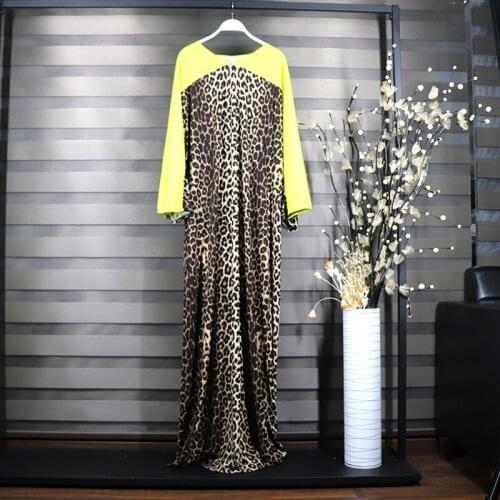 Fashion African Women Maxi Dress For Party Night Elegant Leopard Printed Robe Full Sleeve Long Dress Africaine Clothing Dashiki