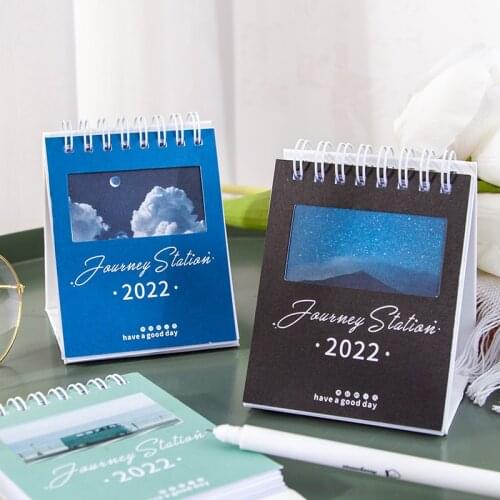2022 Journey Mini Desktop Calendar Dual Daily Schedule Table Planner Yearly Week Months Organizer Office Desk Decoration Gift