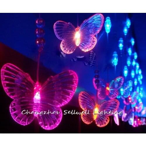 NEW!Entrance decoration showcase decoration 72pcs bead curtain blue&coloured butterfly lamp H215