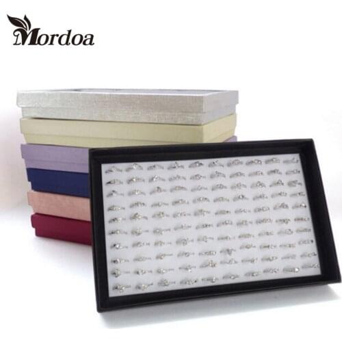 Multicolor Border White Sponge 100 Slots Finger Ring Storage Ear Stud Display Box Organizer Show Case Jewelry Display
