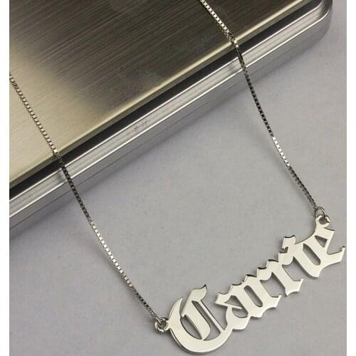 Box Chain Custom Old English Name Pendant Necklace Personalized Stainless Steel Choker Necklaces For Women Jewelry BFF Gifts