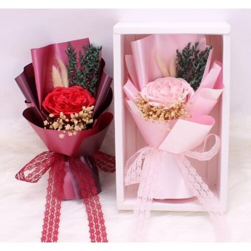 2020 Lovely Rose Soap Bouquet Gift Box Valentines Day Gift Surprise Soap Flower Teachers Day Gift Fake Flowers for DropShip