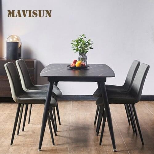 Nordic solid wood rock slab dining table, small household modern minimalist rectangular dining table and chair furniture
