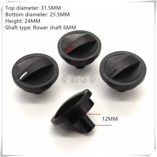 5 Piece 31.5×24MM black plastic knob cap potentiometer volume adjustment switch knob is suitable for flower shaft 6MM