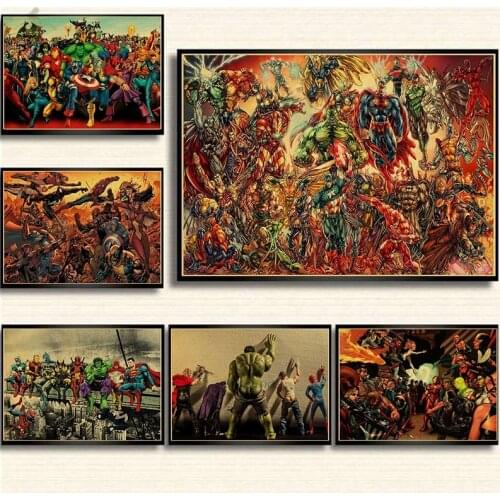 Marvel Lee Avengers SuperHeroes Captain America Superman Canvas Painting Poster Print Wall Art Painting Vintage for Living Room
