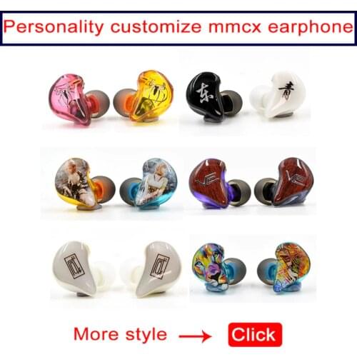 DIY MMCX Earphones Dynamic Balanced Armature In Ear Earphone Hybrid Drive Unit HIFI Monitor Printing Customized Sport Headset