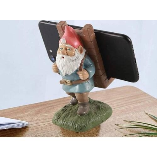 Santa Resin Sculpture Decorative Phone Holder Home Decoration Desktop Ornament Gnome Resin Craft Creative Office Phone Holder