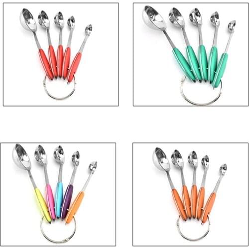 5pcs/set 10Color Premium Stainless Steel Measuring Cups and Spoons Stackable Set for Kitchen Cooking Baking Measuring Tools
