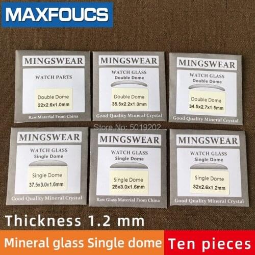 Table glass mineral glass Single dome thickness 1.2 mm diameter 20 mm to 39.5 mm Ten-piece