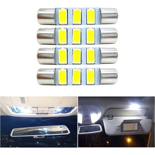 4x 28mm 29mm 6614F/6641/6614/F30-WHP/TS-14V1CP LED Interior Bulbs Car Vanity Mirror Lights Sun Visor Fuse Light Canbus 5 colors