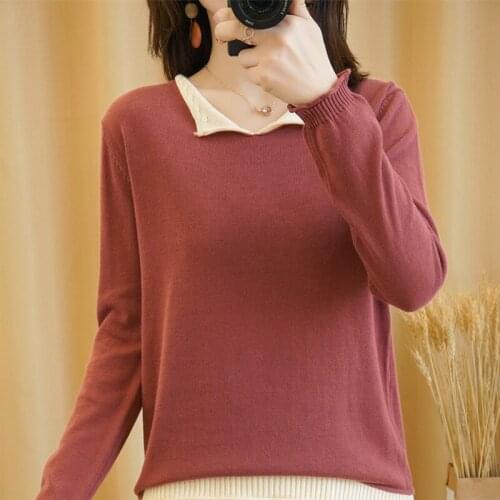SZDYQH Autumn 100% Cotton Sweater Women Clothing Korean V-neck Solid Color Plus Size Pullover Woman Casual Basic Shirt Tops