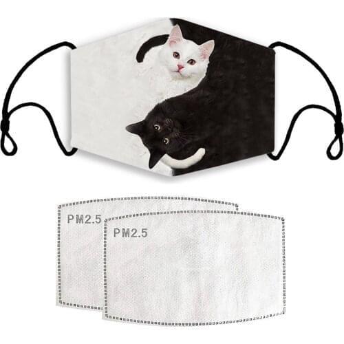 Fabric Facial Mask Printed Cat Adult Mouth Masks Covers Fashion Mouths Reusable Washable Proteccion Facemasks Halloween Cosplay