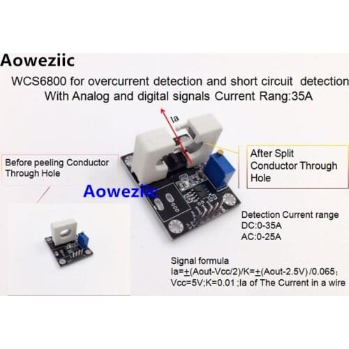 WCS6800 for overcurrent detection and short circuit detection With Analog and digital signals Current Rang:35A 0.065V/1A