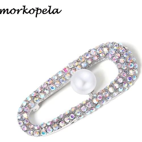 Moropela Simulated Pearls Brooch Pin Rhinestone Brooch Jewelry Fashion Simple Clothes Scarf Clip Accessories Brooches For Women