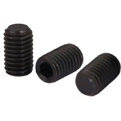 1/50pcs M2.5 M3 M4 M5 M6 M8 M10 M12 M16 Black Grade 12.9 Steel Allen Head Hex Hexagon Socket Flat Point Set Screw End Grub Bolt