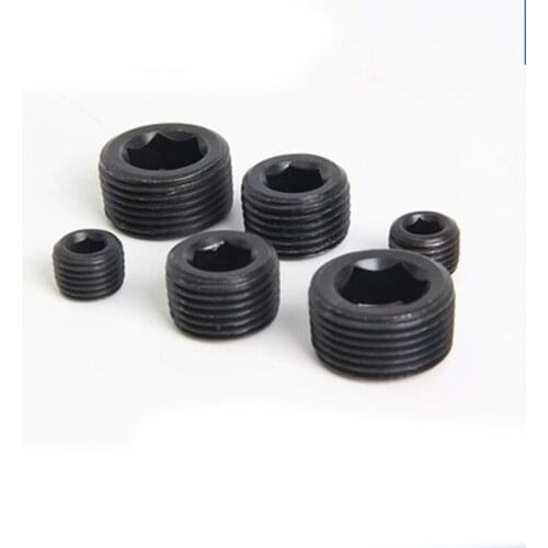 1Pcs M20 M22 M24-M33 Carbon steel Allen inner hexagon Fine tooth hex Screw plug Bulk head Stop payment bolt Black 1.5mm-2.5mm L