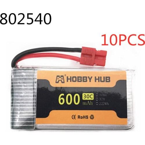 10pcs 3.7V 600mAh 802540 RC Drone Lipo Battery XH4.0 Plug For SYMA X5HC X5HW RC Quadcopter Drone Spare Part 3.7v 30C Battery