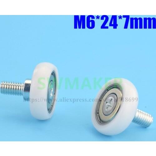 10pcs 6*24*7mm M6*24*7mm spherical cam, bearing pulley, POM polyformaldehyde roller, showcase / drawer pulley