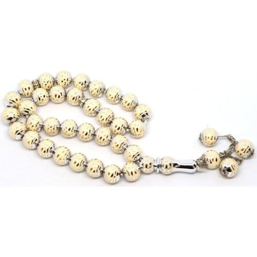 12MM Laser Electroplating Plastic Round Beads Hanging Three Beads Pendant Middle East Islam Muslim Prayer Beads, many colors