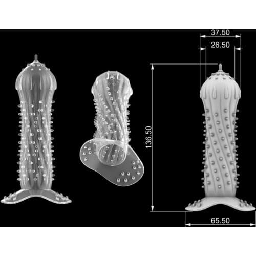 2 Types Reusable Transparent Condoms Penis Sleeve Extension Delay Ejaculation Spike Clit Massager Sex Toys For Men Couples