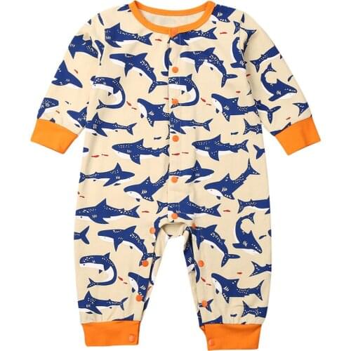 2019 Cute Newborn Baby Boys Girls Long Sleeve Cartoon Jumpsuit Long Sleeve Romper Clothes Size 0-24M