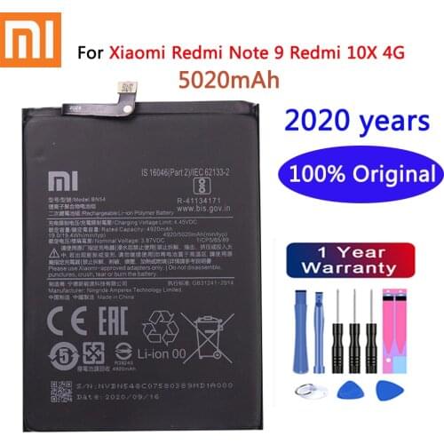 2020 years 100% Original 5020mAh BN54 Replacement Battery For Xiaomi Redmi Note 9 Redmi 10X 4G Version Mobile Phone Batteries