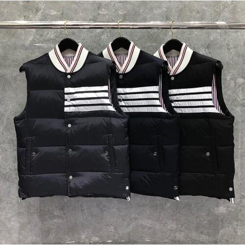 2021 Fashion Brand Men Coats Slim Fit Short Jacket Striped Solid Down Vest Casual Winter Clothing