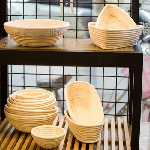 22x8cm Bread Fermentation Rattan Basket Retro Bread Bowl Food Baguette Dough Mass Baskets With Cloth Cover