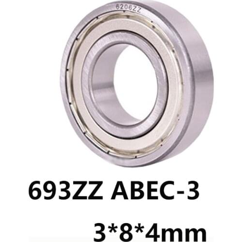 3pcs/lot 693ZZ ABEC-3 Bearings Deep Groove Ball Miniature Mini Rolling Bearing Precision Level Bearings 693-ZZ 693ZZ 3*8*4mm
