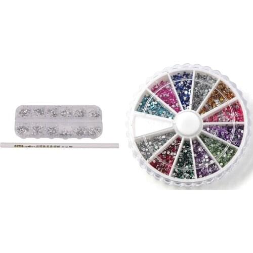 3000X Small Rhinestone Decoration Gel Nail Manicure Tip & 3000Pcs 3D Acrylic 2Mm Rhinestones Gems Studs + Pen, White