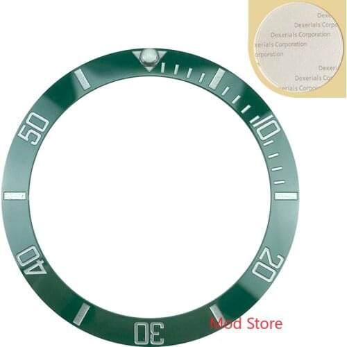 38mm High Quality Green Silver Writing Ceramic Bezel Insert For Sub Divers Mens Watch Replace Accessories HQ