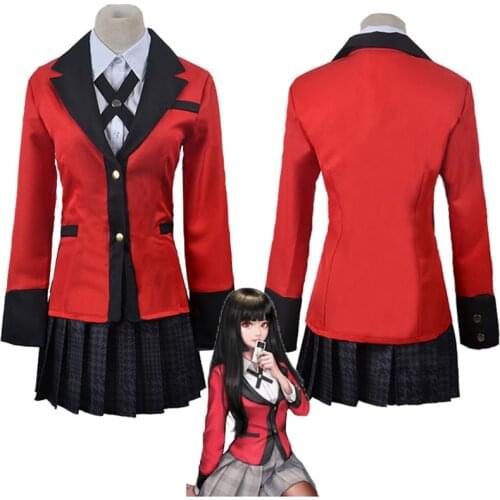 6PCS Anime Jabami Yumeko Cosplay Costume Women Girls Halloween Igarashi Sayaka Gambling JK School Uniform C88132AD