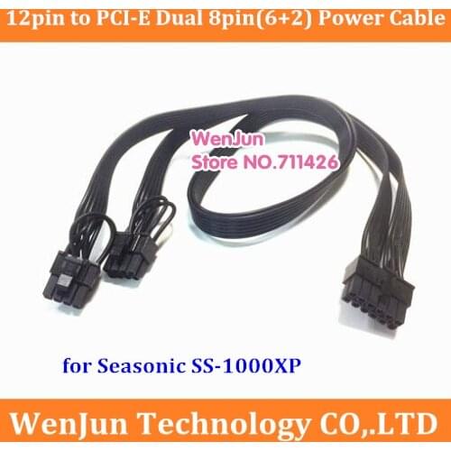 60cm Sleeved PSU 12pin to Dual 8pin(6+2) PCI-E GPU video card power supply cable for Seasonic SS-1000XP modular PSU