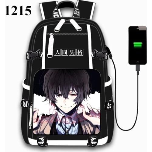 Anime Bungo Stray Dogs USB Port Backpack Bag School Book Students Outdoor Shoulder Book Bag Rucksack Cosplay