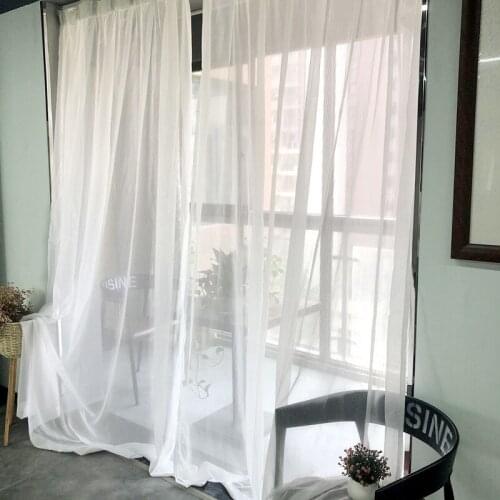 White Shiny Sheer Voile Curtain for Bedroom Pastoral Rural Countryside New Home Window Treatment Panel wp396C