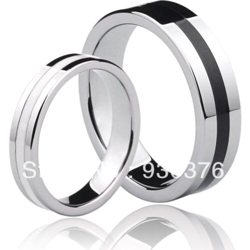 Free Shipping Super Deal Size 4-13 neutral black and white tungsten ring Woman Mans wedding Rings Couple Rings
