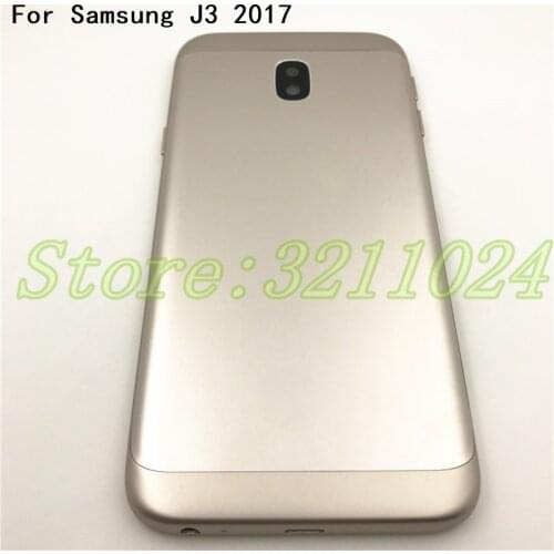 New For Samsung Galaxy J3 2017 J330 J330F Metal Back Housing Cover Battery Cover With Camera Glass+Power Volume Button Key+Logo
