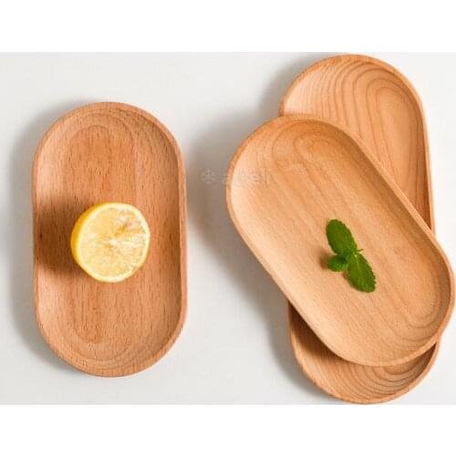 Oval/Round Shape Wood Serving Plate Serving Tray, Fruit Dessert Cake Snack Candy Tea Platter Wooden Bowls for Home Office Decor