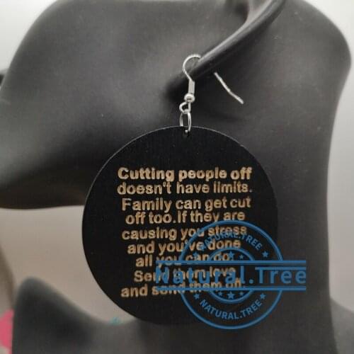 Cutting People Off Wooden Earrings